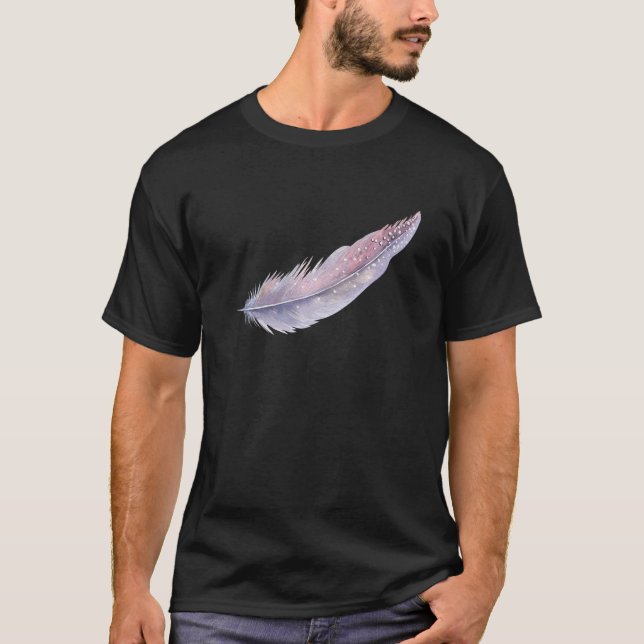 Camiseta Hand-Painted Feather T-Shirt Design Bird Feather T (Anverso)