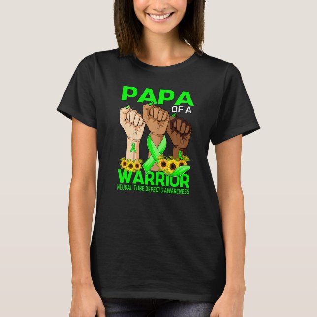 Camiseta Hand Papa Of A Warrior Neural Tube Defects Awarene (Anverso)