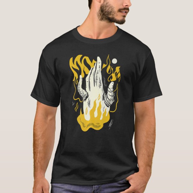 Camiseta Hand Scary Surreal Burning Devil (Anverso)