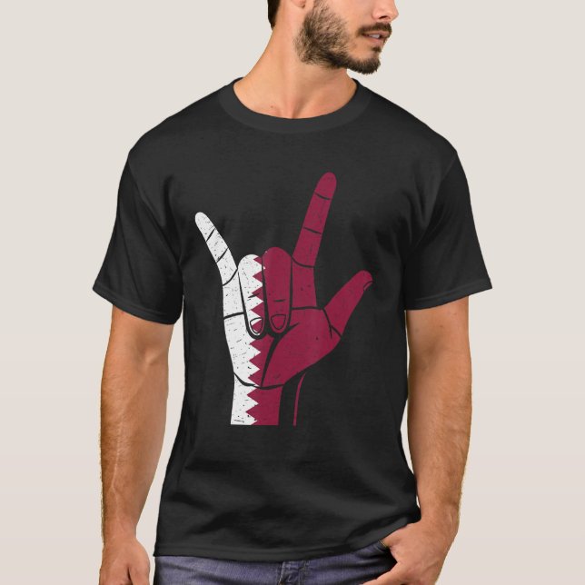 Camiseta Hand Sign Qatar Flag (Anverso)