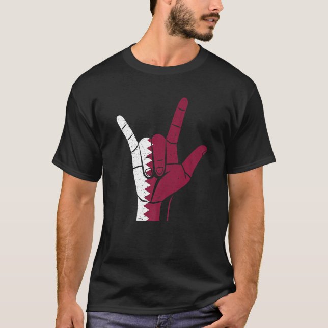 Camiseta Hand Sign Qatar Flag   (Anverso)