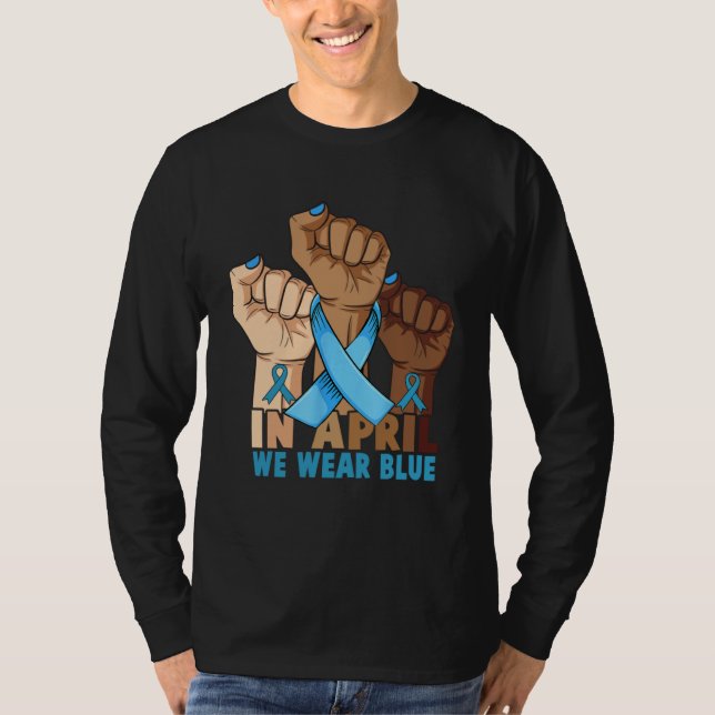 Camiseta Hands In April We Wear Blue Autism Awareness Month (Anverso)