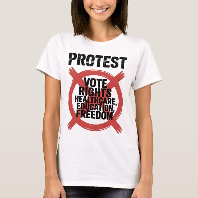 Camiseta Hands Off Protest Vote Rights Healthcare Education (Anverso)
