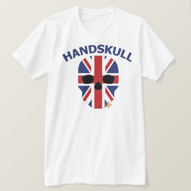 Camiseta HANDSKULL Gran Bretaña - Manga corta blanca básica (Anverso del diseño)