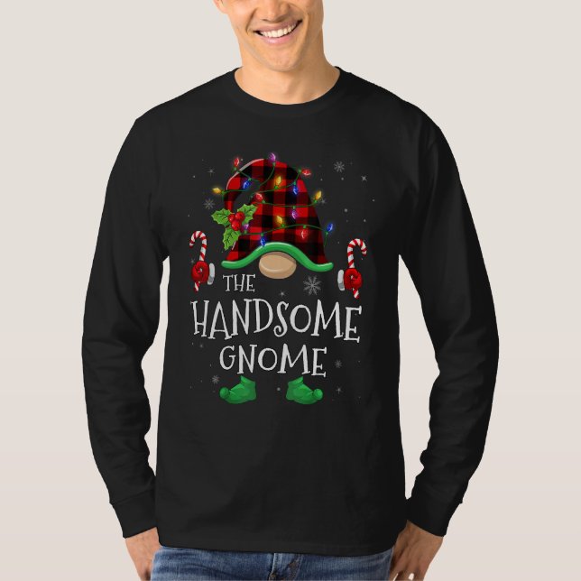 Camiseta Handsome Gnome Buffalo Plaid Matching Family Chris (Anverso)