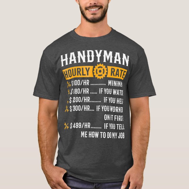 Camiseta Handyman Hourrate Graciosos Regalos Handyman (Anverso)
