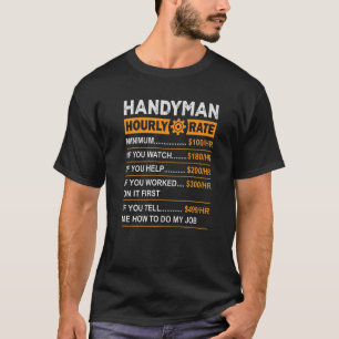 Camiseta Handyman HourRate Handyman Worker Carpenter Pri