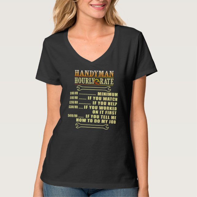 Camiseta Handyman Hourrate Outfit Handyman Presente Idea (Anverso)