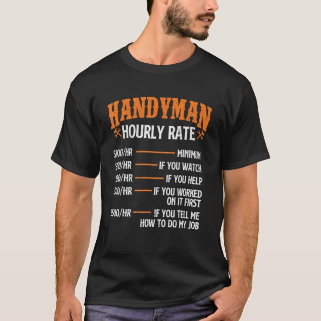 Camiseta Handyman Hourrate Reparation Worker Handyman Main (Anverso)