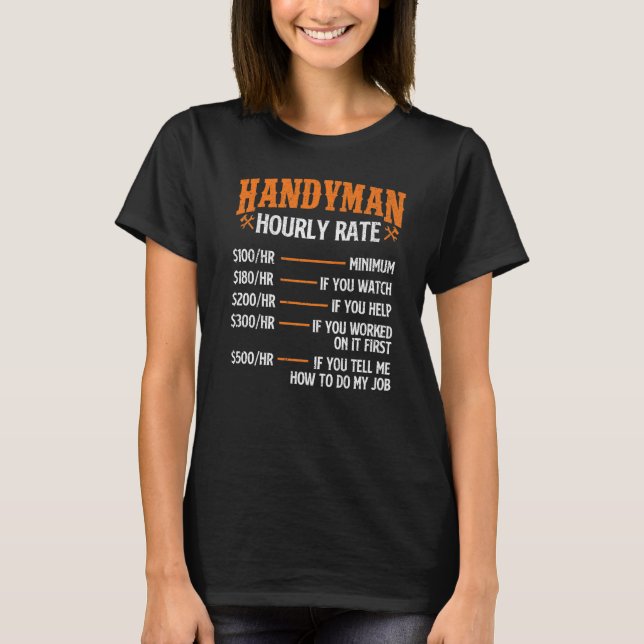 Camiseta Handyman Hourrate Reparation Worker Handyman Maint (Anverso)