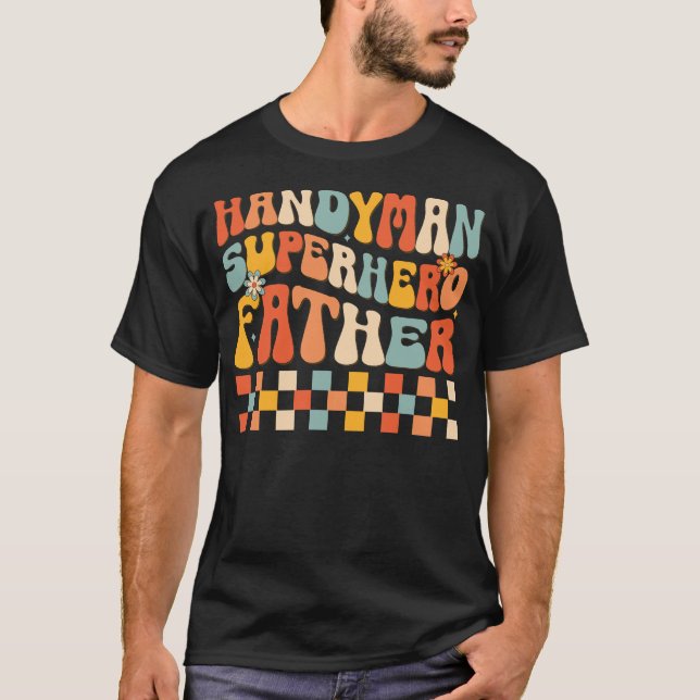Camiseta Handyman, superhéroe, arte digital para padres (Anverso)