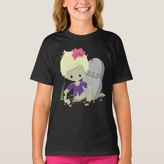 Camiseta Hanes TAGLESS® para chicas zombie (Anverso)