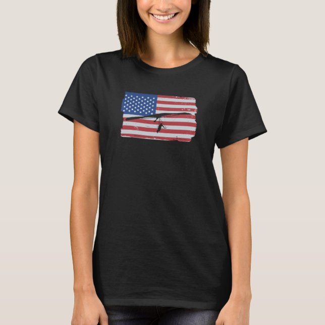 Camiseta Hang Gliding USA Flag Hang Glider (Anverso)