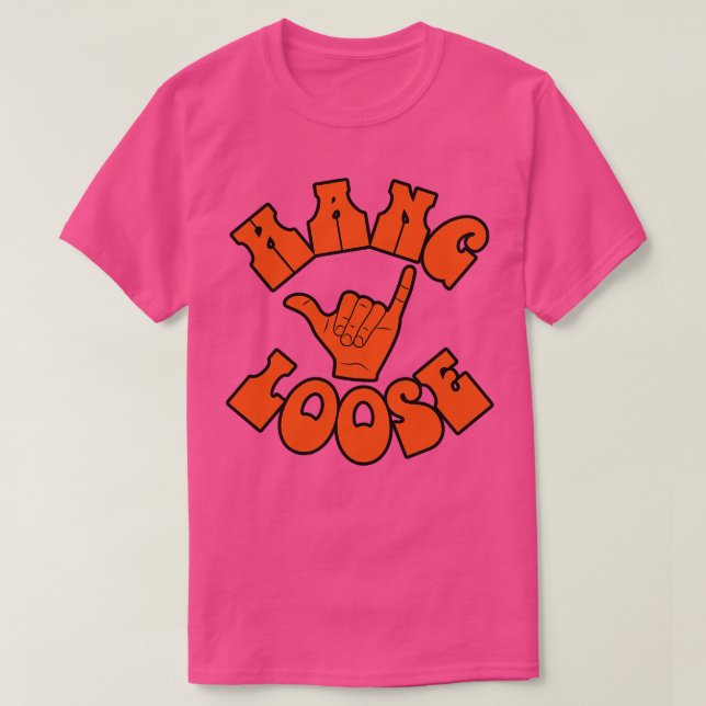 Camiseta Hang Loose Shaka Surfing Rótulo Hawaii Design (Diseño del anverso)