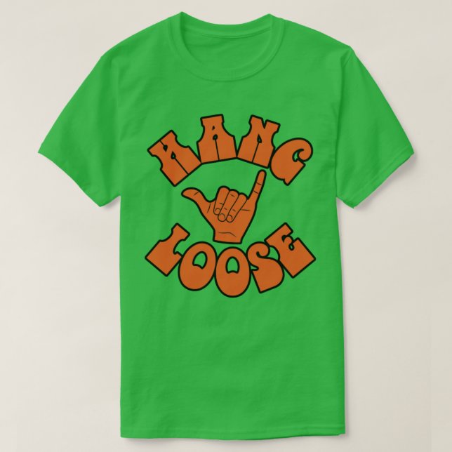 Camiseta Hang Loose Shaka Surfing Rótulo Hawaii Design (Diseño del anverso)
