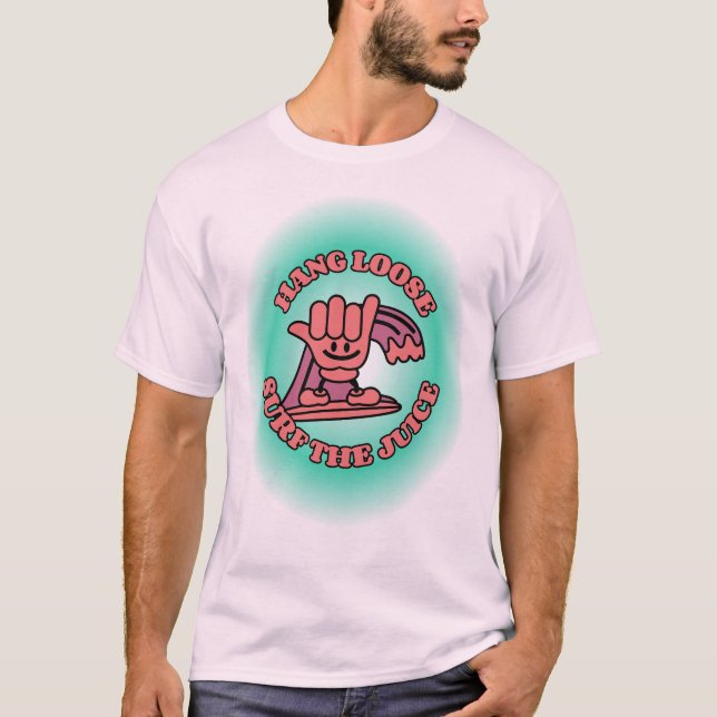 Camiseta Hang Loose, Surf La Mano Del Jugo Surfing (Anverso)