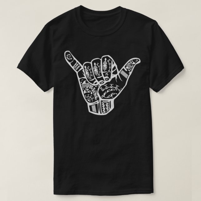 Camiseta Hang Loose White Polinesia Shaka Hand Pullover (Diseño del anverso)