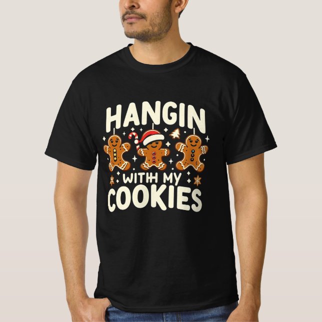 Camiseta Hangin con mis galletas navidades graciosos (Anverso)