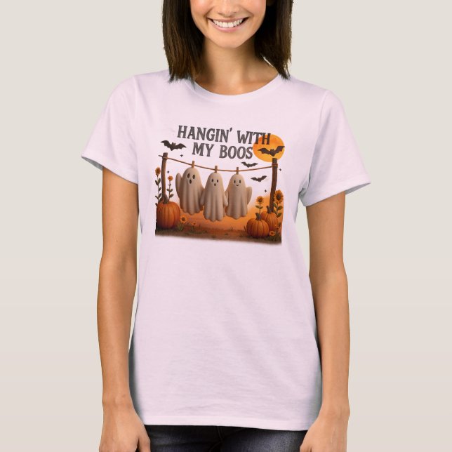 Camiseta Hangin' With My Boos Funny Halloween Ghosts Tee (Anverso)