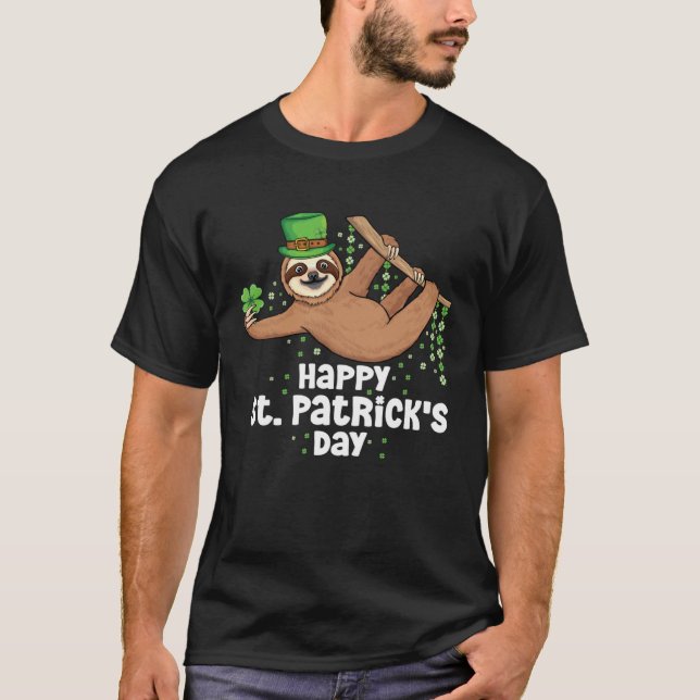 Camiseta Hanging Cute Irish sloth shamrock st Patrick s day (Anverso)