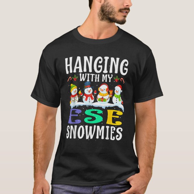 Camiseta Hanging With My Ese Snowmies Teacher Christmas Gif (Anverso)