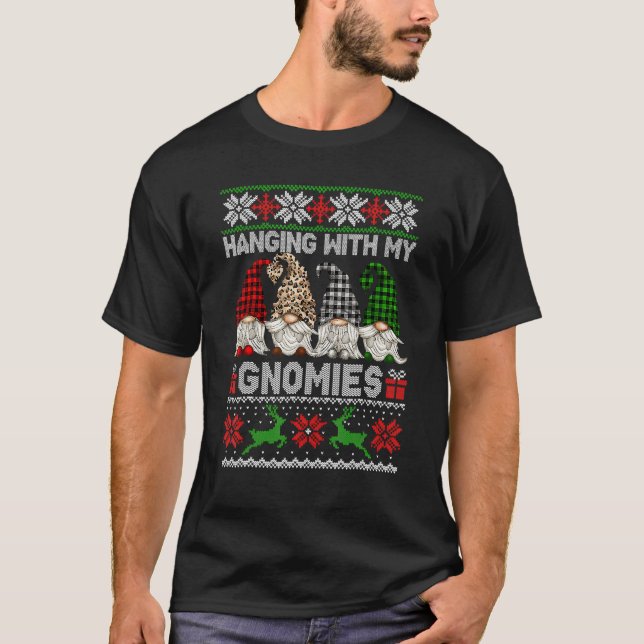 Camiseta Hanging With My Gnomies Christmas Cute Gnomes Ugly (Anverso)