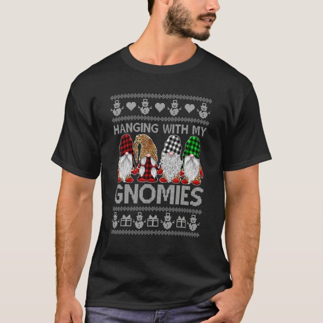 Camiseta Hanging With My Gnomies Christmas Cute Gnomes Ugly (Anverso)