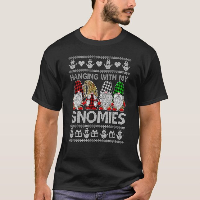 Camiseta Hanging With My Gnomies Christmas Cute Gnomes Ugly (Anverso)