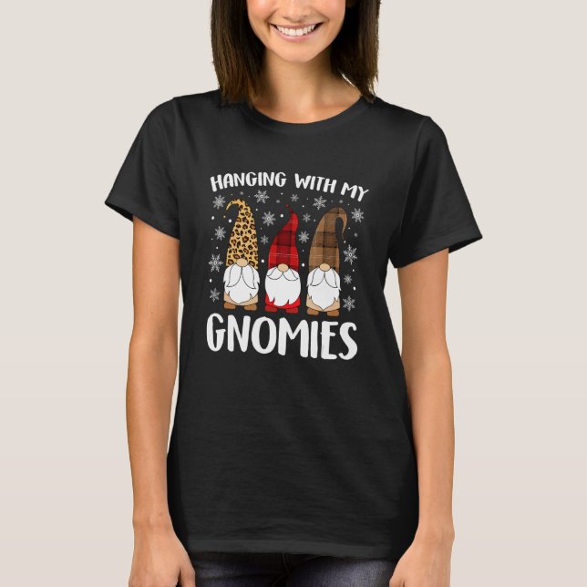 Camiseta Hanging With My Gnomies Leopard Plaid Christmas Th (Anverso)