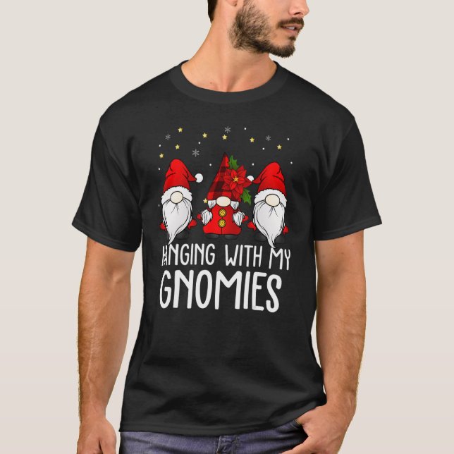 Camiseta Hanging With My Gnomies Plaid Garden Christmas Gno (Anverso)