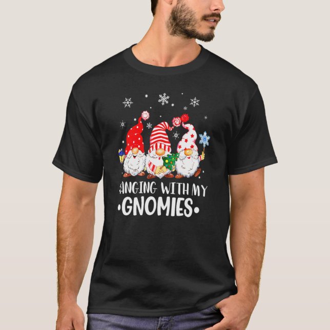 Camiseta Hanging With My Gnomies Santa Gnome Christmas Paja (Anverso)