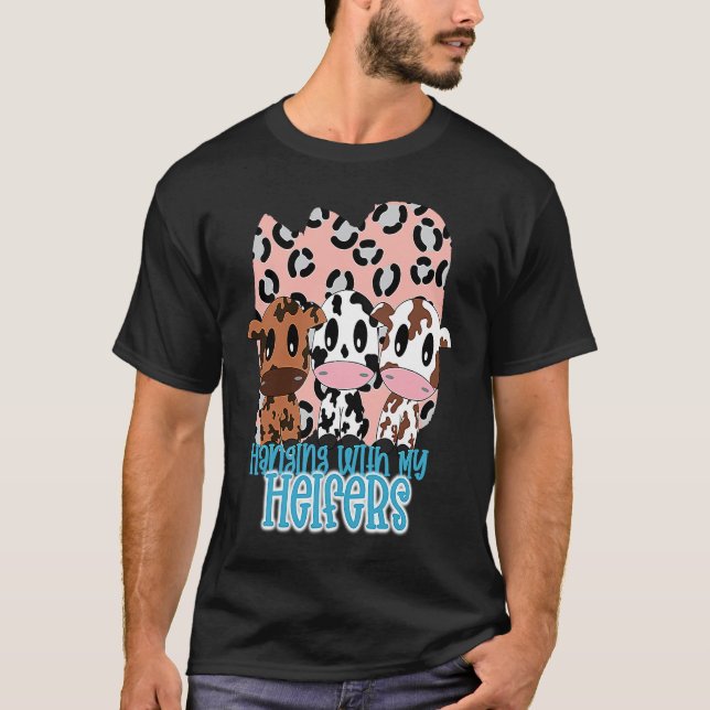Camiseta Hanging with My Heifers with Pink Leopard Print Ba (Anverso)