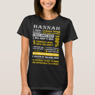 Camiseta HANNAH Altamente Eccéntrico 10 Hechos Shirt Nombre
