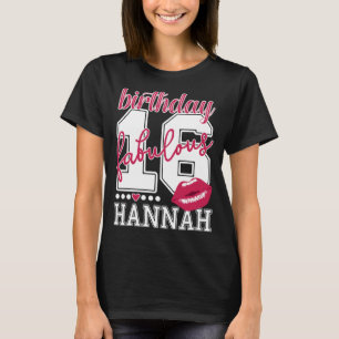 Camiseta Hannah Nombre Fabulous 16th 16 Birthday Kiss Perso