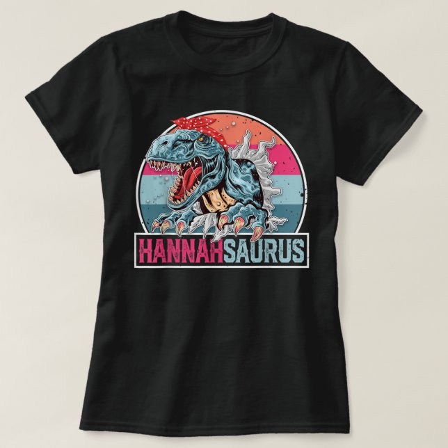 Camiseta Hannah Saurus Funny Personalizado Dinosaur T Rex N (Diseño del anverso)