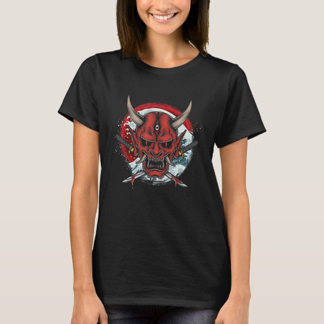 Camiseta Hannya Mask Guerra de Samurai de la ola japonesa K (Anverso)