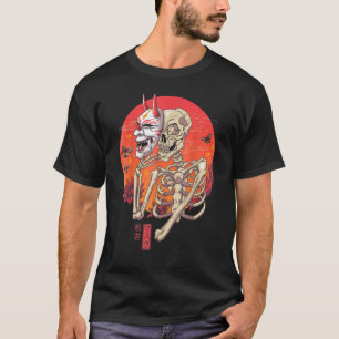 Camiseta Hannya Skeleton Yokai Mask Arte japonés