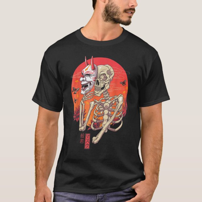 Camiseta Hannya Skeleton Yokai Mask Arte japonés (Anverso)