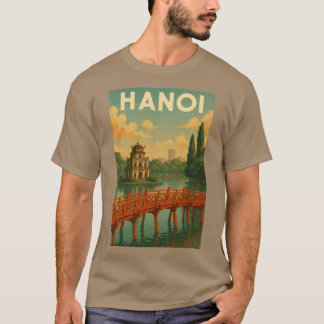 Camiseta Hanoi Lago Hoan Kiem y Puente Rojo Vietnam vintag