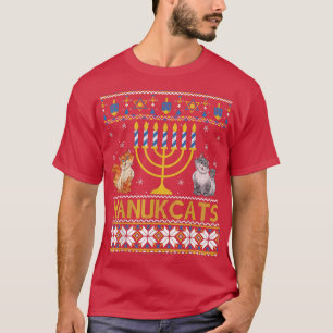 Camiseta Hanukcats Hanukkah Cat Amantes de las feas vacacio