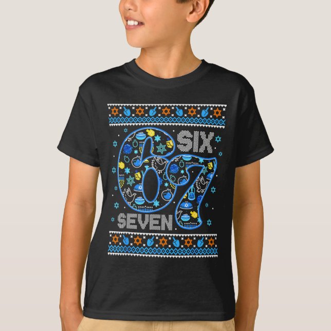 Camiseta Hanukkah 67 Six Seven Boy Girl Kids 67 Meme Hanukk (Anverso)
