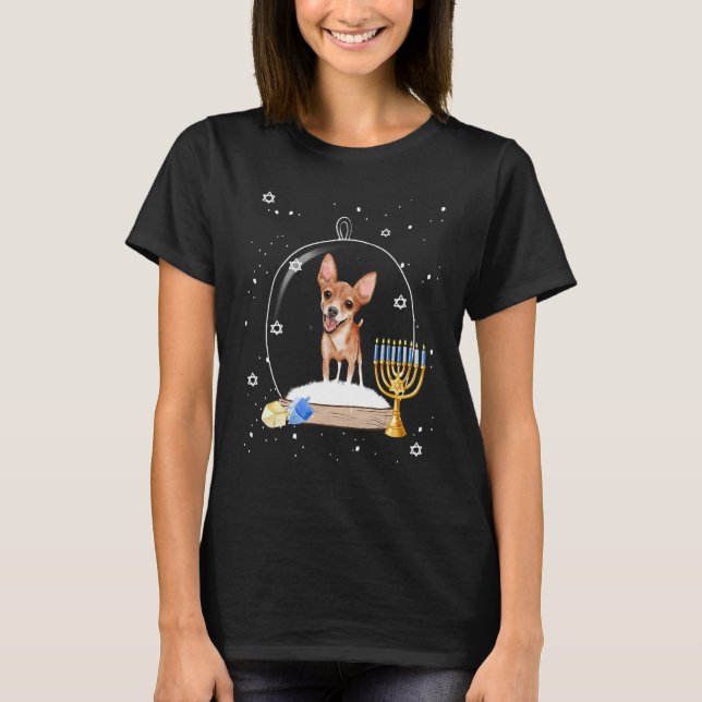Camiseta Hanukkah Chihuahua Dog Snow Globe Pajama (Anverso)