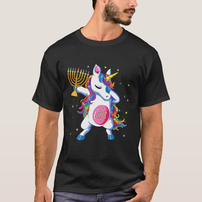 Camiseta Hanukkah Dabbing Unicorn (Anverso)