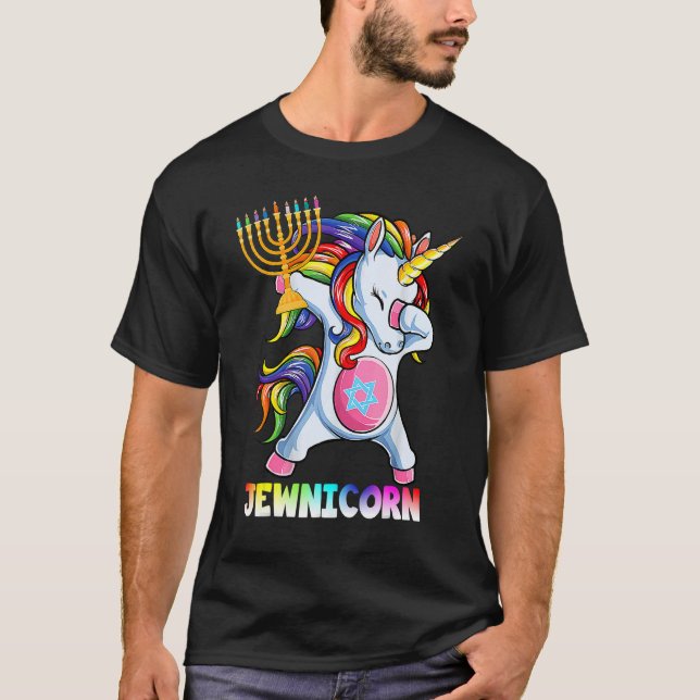 Camiseta Hanukkah Dabbing Unicorn Jewnicorn Chanukah Jewish (Anverso)