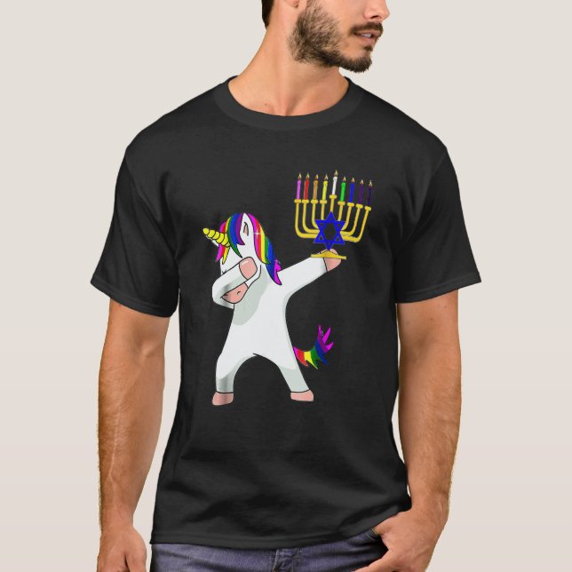 Camiseta Hanukkah Dabbing Unicorn Jewnicorn Chanukah Jewish (Anverso)
