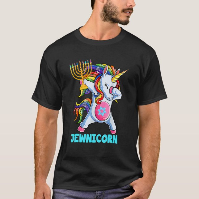 Camiseta Hanukkah Dabbing Unicorn Jewnicorn Chanukah Jewish (Anverso)