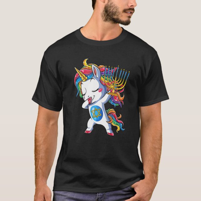 Camiseta Hanukkah Dabbing Unicorn Jewnicorn Chanukah Jewish (Anverso)