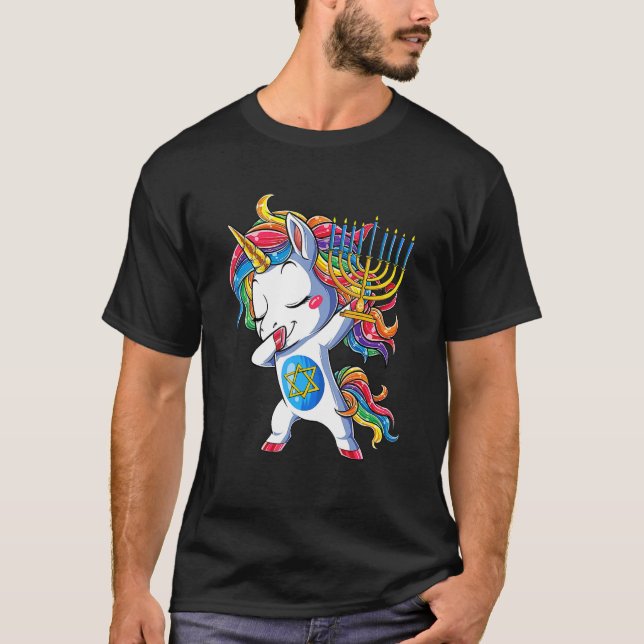 Camiseta Hanukkah Dabbing Unicorn Jewnicorn Chanukah Judío (Anverso)
