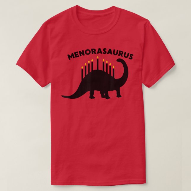 Camiseta Hanukkah Dinosaur Brontosaurus Menorasaurus Funny  (Diseño del anverso)