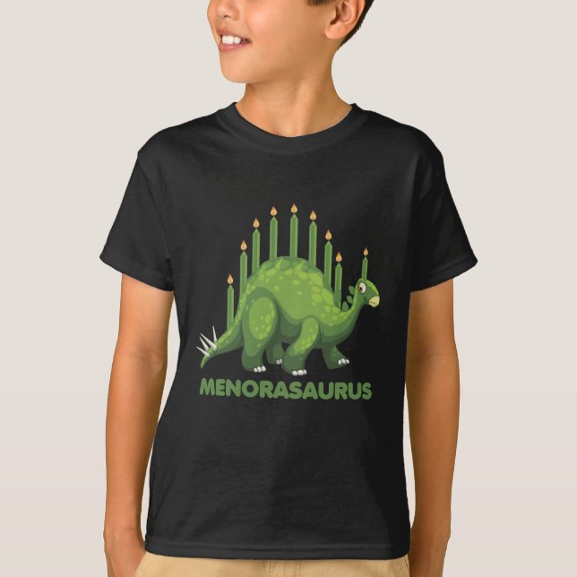Camiseta Hanukkah Dinosaur Menorah Jew (Anverso)